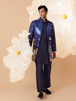 Eleven Brothers - Dariya Silk Embroidery Kurta with Nehru Jacket & Trouser
