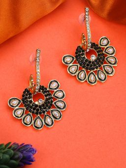 Anika's Creations - Traditional Gold Plated Blue American Diamond And Pearl Jhumkis