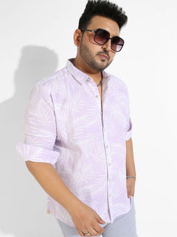 Instafab Plus - Men Lavender Contrast Pinstriped Shirt