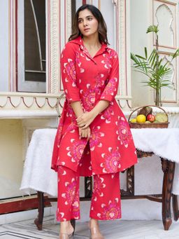 KAFTANIZE - Red Floral Printed Co-Ord Set