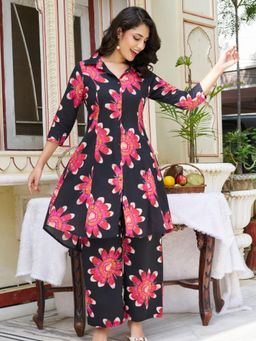 KAFTANIZE - Black Floral Printed Co-Ord Set