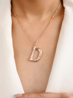 METALM - D Letter Charm Pendant Necklace in 925 Silver