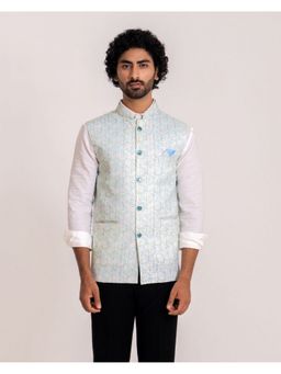 Lightpole - Men's Round Circle Printed and Lining Work Nehru Jacket
