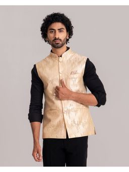 Lightpole - Men's Beige Zig Zag Designer Nehru Jacket