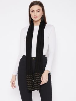 KnitStudio - Black Solid Casual Knitted Muffler
