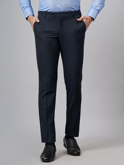JadeBlue - Navy Blue Poly Viscose Solid Formal Super Trousers