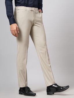Metal - Beige Terry Reyon Solid Formal Trousers