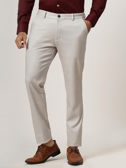 JadeBlue - Light Grey Blended Solid Casual Trousers