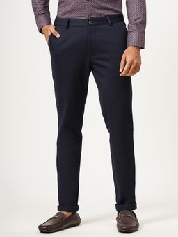 JB Studio - Navy Blue Blended Solid Club Wear Formal Trousers