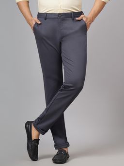JB Studio - Dark Grey Blended Solid Club Wear Formal Trousers