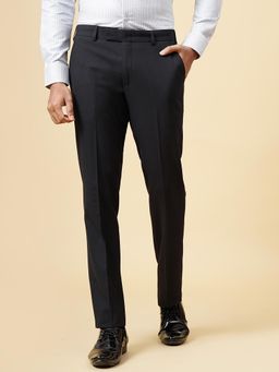 JadeBlue - Black Poly Viscose Solid Formal Super Trousers