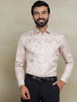 JB Studio - Dusty Pink Cotton Blend Printed Party Wear Shirt
