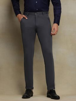 JB Studio - Dark Grey Blended Solid Club Wear Formal Trousers