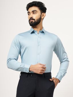 JadeBlue - Cloud Blue 100% Cotton Solid Casual Shirt