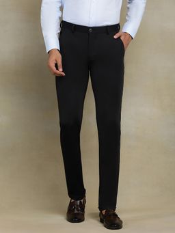 JB Studio - Black Blended Solid Club Wear Formal Trousers