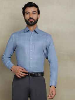 JadeBlue - Blue 100% Cotton Checked Formal Shirt