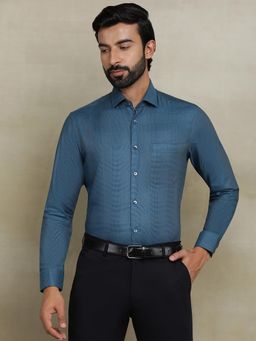 Metal - Blue 100% Cotton Checked Formal Shirt