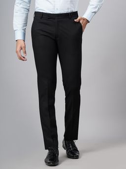 JadeBlue - Black Blended Solid Formal Super Trousers