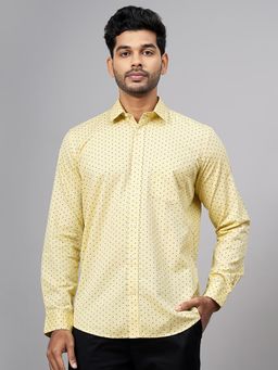 Greenfibre - Light Yellow 100% Cotton Printed Casual Shirt