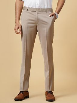 Metal - Beige Terry Reyon Solid Formal Trousers