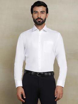 JadeBlue - White 100% Cotton Dobby Formal Shirt