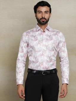 JB Studio - Pink Cotton Blend Printed Party Wear Shirt