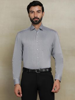 JadeBlue - Grey 100% Cotton Solid Formal Shirt