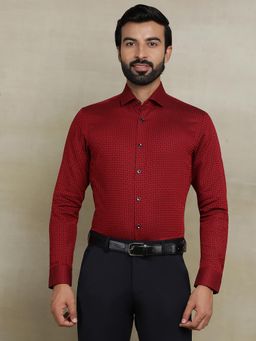 Wyre - Red 100% Cotton Printed Party Wear Shirt