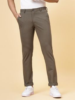 JadeBlue - Brown 100% Cotton Solid Casual Trousers