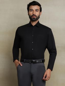 JadeBlue - Black 100% Cotton Solid Formal Shirt