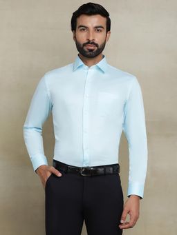 JadeBlue - Aqua Blue 100% Cotton Solid Formal Shirt