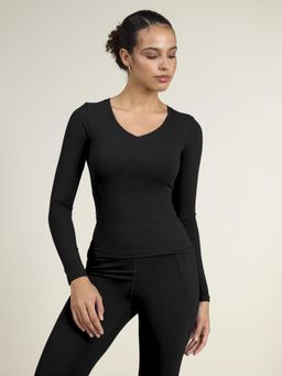 Cava Athleisure - Women Black Poly/Spandex Solid Fitted Fit T-Shirt