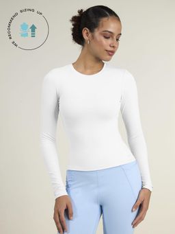 Cava Athleisure - Women White Poly/Spandex Solid Fitted Fit T-Shirt