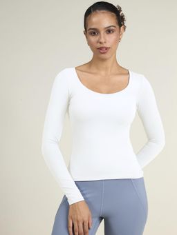 Cava Athleisure - Women White Poly/Spandex Solid Fitted Fit T-Shirt