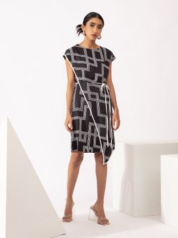 Twenty Dresses by Nykaa Fashion - Work Black And White Asymmetrical Dress