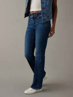 American Eagle - Women Blue Next Level Mid-Rise Straight Jeans