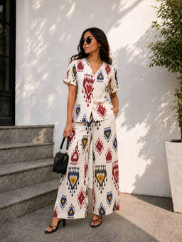 AAREIN - White Aztec Print Co-Ord Set