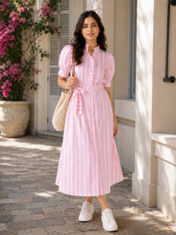 Slumber Jill - Weekend Charm Striped Dress with Belt