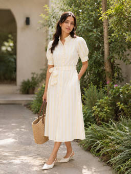 Slumber Jill - Summer Stroll Cotton Stripe Dress with Belt