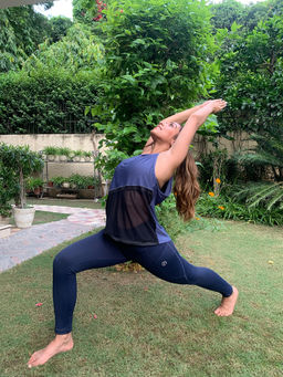 Kica - Breathable Tank Top With Mesh Panels- Blue