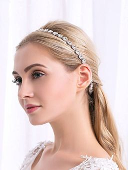 Yellow Chimes - Women White Crystal-Studded Head Chain