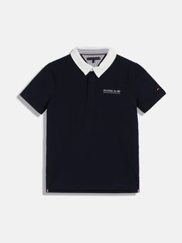 Tommy Hilfiger - Boys Navy Blue Solid Polo T-Shirt