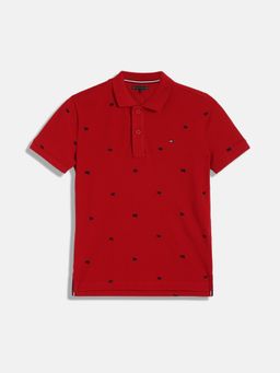Tommy Hilfiger - Boys Red Printed Polo T-Shirt