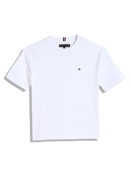 Tommy Hilfiger - Boys White Solid Half Sleeves T-Shirt
