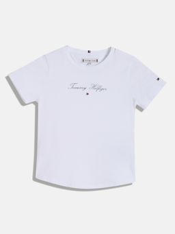 Tommy Hilfiger - Girls White Half Sleeves Casual T-Shirt