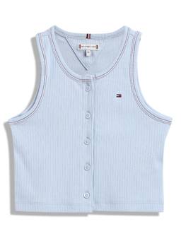 Tommy Hilfiger - Girls Blue Solid Ribbed Top