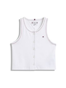Tommy Hilfiger - Girls White Solid Ribbed Top