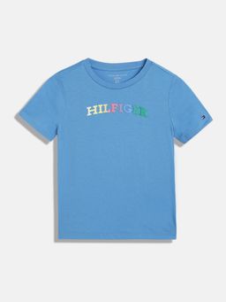 Tommy Hilfiger - Girls Blue Solid Half Sleeves T-Shirt