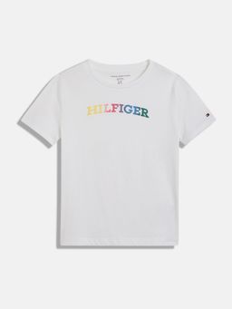 Tommy Hilfiger - Girls White Solid Half Sleeves T-Shirt
