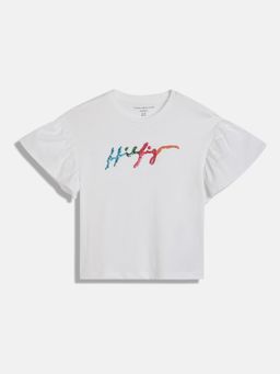 Tommy Hilfiger - Girls White Embellished T-Shirt